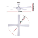 darrahopens Appliances > Fans Devanti 52'' Ceiling Fan w/Light w/Remote Timer - White