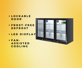 Darrahopens Appliances > Fridges 318L 3-Door Commercial Wine Bar Fridge Chiller Can Cooler Mini Freezer in Black