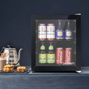 darrahopens Appliances > Fridges Devanti 46L Glass Door Bar Fridge Mini Countertop Freezer Fridges Bottle Cooler