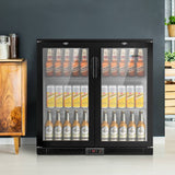 darrahopens Appliances > Fridges Devanti Bar Fridge 2 Glass Door Commercial Display Freeer Drink Beverage Cooler Black