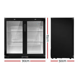 darrahopens Appliances > Fridges Devanti Bar Fridge 2 Glass Door Commercial Display Freeer Drink Beverage Cooler Black