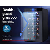 darrahopens Appliances > Fridges Devanti Wine Cooler 18 Bottles Glass Door Beverage Cooler Thermoelectric Fridge Black