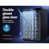 darrahopens Appliances > Fridges Devanti Wine Cooler 28 Bottles Glass Door Beverage Cooler Thermoelectric Fridge Black
