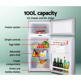 darrahopens Appliances > Fridges Glacio 100L Portable Fridge Bar Freezer Cooler Upright 12V/24V/240V Caravan Car Silver