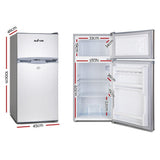 darrahopens Appliances > Fridges Glacio 100L Portable Fridge Bar Freezer Cooler Upright 12V/24V/240V Caravan Car Silver