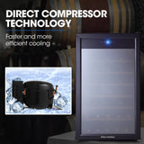 Darrahopens Appliances > Fridges POLYCOOL 128L 51 Bottle Wine Bar Fridge Underbench Cooler Compressor Glass Door, Black