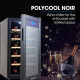 Darrahopens Appliances > Fridges POLYCOOL 47L 18 Bottle Wine Bar Fridge Countertop Cooler Compressor Mirrored Glass Door, Black