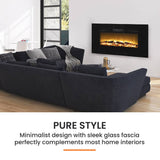 Darrahopens Appliances > Heaters CARSON 100cm Electric Fireplace Heater Wall Mounted 1800W Stove with Log Flame Effect