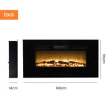 Darrahopens Appliances > Heaters CARSON 100cm Electric Fireplace Heater Wall Mounted 1800W Stove with Log Flame Effect