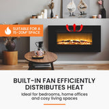 Darrahopens Appliances > Heaters CARSON 100cm Electric Fireplace Heater Wall Mounted 1800W Stove with Log Flame Effect