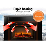 darrahopens Appliances > Heaters Devanti 2000W Electric Fireplace | Black MDF Mantle with Realistic 3D Flame | Fast Australian Heating| Darrahopens