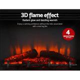darrahopens Appliances > Heaters Devanti 2000W Electric Fireplace | White MDF Mantle with 3D Flame | Fast Heating | Darrahopens