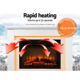 darrahopens Appliances > Heaters Devanti 2000W Electric Fireplace | White MDF Mantle with 3D Flame | Fast Heating | Darrahopens