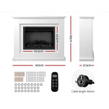 darrahopens Appliances > Heaters Devanti 2000W Electric Fireplace | White MDF Mantle with 3D Flame | Fast Heating | Darrahopens