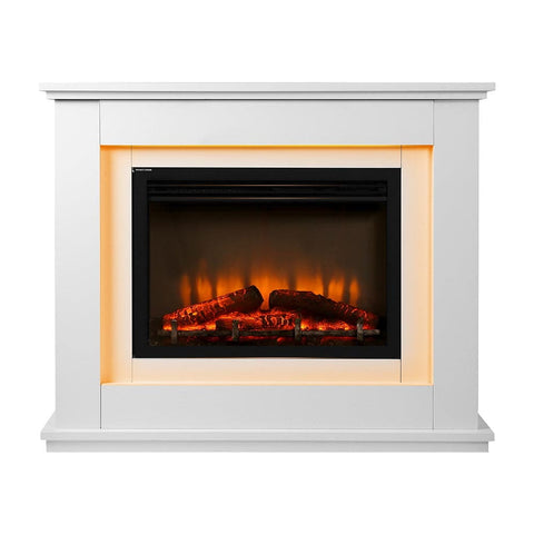 darrahopens Appliances > Heaters Devanti 2000W Electric Fireplace | White MDF Mantle with 3D Flame | Fast Heating | Darrahopens