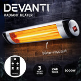 darrahopens Appliances > Heaters Devanti Electric Radiant Heater Patio Strip Heaters Infrared Indoor Outdoor Patio Remote Control 2000W
