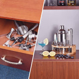 darrahopens Appliances > Kitchen Appliances Cocktail Shaker Set Bartender Kit with Bamboo frame and 12 Pieces Stainless Steel Bar Tool Set