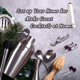 darrahopens Appliances > Kitchen Appliances Cocktail Shaker Set Bartender Kit with Bamboo frame and 12 Pieces Stainless Steel Bar Tool Set