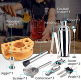 darrahopens Appliances > Kitchen Appliances Cocktail Shaker Set Bartender Kit with Bamboo frame and 12 Pieces Stainless Steel Bar Tool Set