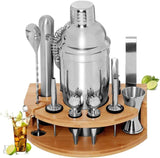 darrahopens Appliances > Kitchen Appliances Cocktail Shaker Set Bartender Kit with Bamboo frame and 12 Pieces Stainless Steel Bar Tool Set