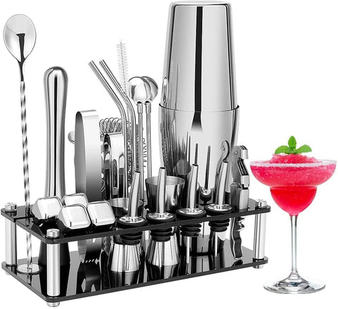 darrahopens Appliances > Kitchen Appliances Cocktail Shaker Set Boston 23-Piece Stainless Steel and Professional Bar Tools for Drink Mixing