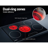 darrahopens Appliances > Kitchen Appliances Devanti 90cm Ceramic Cooktop Electric Cook Top 5 Burner Stove Hob Touch Control 6-Zones