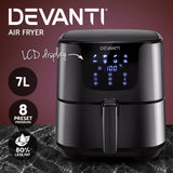 darrahopens Appliances > Kitchen Appliances Devanti Air Fryer 7L LCD Fryers Oven Airfryer Kitchen Healthy Cooker Stainless Steel