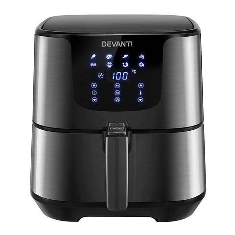 darrahopens Appliances > Kitchen Appliances Devanti Air Fryer 7L LCD Fryers Oven Airfryer Kitchen Healthy Cooker Stainless Steel