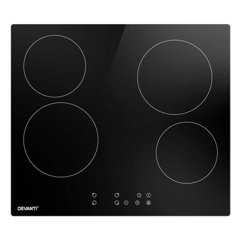 Darrahopens Appliances > Kitchen Appliances Devanti Ceramic Cooktop 60cm Electric Cooker 4 Burner Stove Hob Touch Control