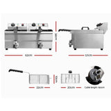darrahopens Appliances > Kitchen Appliances Devanti Commercial Electric Deep Fryer Twin Frying Basket Chip Cooker Countertop