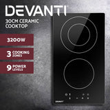 darrahopens Appliances > Kitchen Appliances Devanti Electric Ceramic Cooktop 30cm Kitchen Cooker Cook Top Hob Touch Control 3-Zones