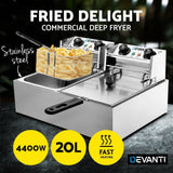 darrahopens Appliances > Kitchen Appliances Devanti Electric Commercial Deep Fryer Twin Frying Basket Chip Cooker Kitchen