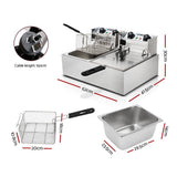 darrahopens Appliances > Kitchen Appliances Devanti Electric Commercial Deep Fryer Twin Frying Basket Chip Cooker Kitchen
