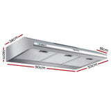 darrahopens Appliances > Kitchen Appliances DEVANTI Fixed Range Hood Rangehood Stainless Steel Kitchen Canopy 90cm 900mm