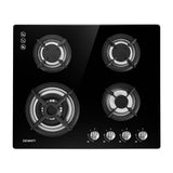 darrahopens Appliances > Kitchen Appliances Devanti Gas Cooktop 60cm 4 Burner Ceramic Glass Cook Top Stove Hob Cooker LPG NG Black