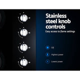 darrahopens Appliances > Kitchen Appliances Devanti Gas Cooktop 60cm 4 Burner Glass Cook Top Cooker Stove Hob NG LPG Black
