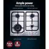 darrahopens Appliances > Kitchen Appliances Devanti Gas Cooktop 60cm Gas Stove Cooker 4 Burner Cook Top Konbs NG LPG Steel