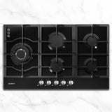 darrahopens Appliances > Kitchen Appliances Devanti Gas Cooktop 90cm 5 Burner Stove Hob Cooker Kitchen NG LPG Black Glass