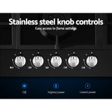 darrahopens Appliances > Kitchen Appliances Devanti Gas Cooktop 90cm 5 Burner Stove Hob Cooker Kitchen NG LPG Black Glass