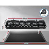 darrahopens Appliances > Kitchen Appliances Devanti Gas Cooktop 90cm 5 Burner Stove Hob Cooker Kitchen NG LPG Black Glass