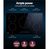 Darrahopens Appliances > Kitchen Appliances Devanti Induction Cooktop 90cm Electric Cooker Ceramic 5 Zones Stove Hot Plate