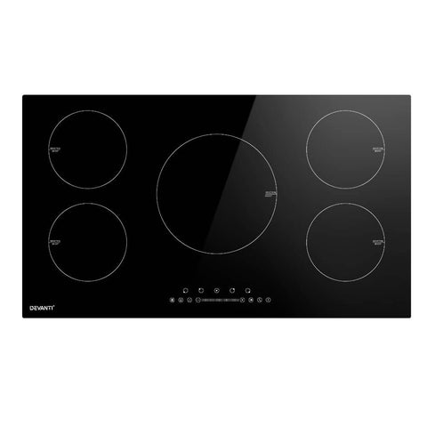 Darrahopens Appliances > Kitchen Appliances Devanti Induction Cooktop 90cm Electric Cooker Ceramic 5 Zones Stove Hot Plate