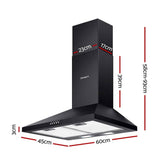 darrahopens Appliances > Kitchen Appliances Devanti Pyramid Range Hood Rangehood 600mm 60cm Kitchen Canopy Black