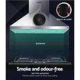 darrahopens Appliances > Kitchen Appliances Devanti Range Hood 60cm 600mm Kitchen Canopy Stainless Steel Rangehood Wall Mount