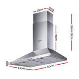 darrahopens Appliances > Kitchen Appliances Devanti Range Hood 60cm 600mm Kitchen Canopy Stainless Steel Rangehood Wall Mount