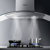 darrahopens Appliances > Kitchen Appliances Devanti Range Hood 900mm Rangehood Kitchen Stainless Glass Canopy 90cm