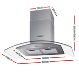 darrahopens Appliances > Kitchen Appliances Devanti Range Hood 900mm Rangehood Kitchen Stainless Glass Canopy 90cm