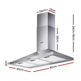 darrahopens Appliances > Kitchen Appliances Devanti Range Hood 90cm 900mm Kitchen Canopy Stainless Steel Rangehood Wall Mount
