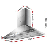 darrahopens Appliances > Kitchen Appliances Devanti Range Hood Commercial Rangehood BBQ Hoods Kitchen Alfresco Canopy 1500mm