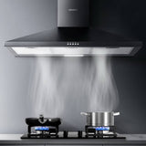 darrahopens Appliances > Kitchen Appliances Devanti Range Hood Rangehood 90cm 900mm Kitchen Canopy LED Light Wall Mount Black